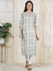 White Printed Long Kurti