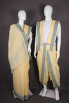 Traditional Handloom Joda Set in Lemon Yellow with Sea Green Dobby Border