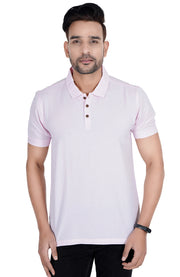 Light Pink Half Polo T-Shirt