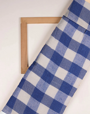 Blue and White Twill Check Fabric