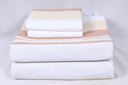 Caramel Brown, White and Cream Striped Double Bedsheet