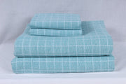 Cerulean Blue and White Check Double Bedsheet