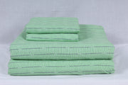 Fern Green and Blue Broken Striped Double Bedsheet