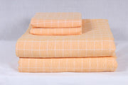 Apricot Orange and White Check Double Bedsheet