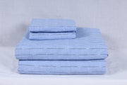 Carolina Blue and Black Broken Striped Double Bedsheet