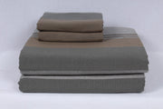 Coffee Brown, Coin and Shadow Grey Striped Double Bedsheet