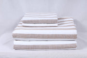Almond Brown and White Striped Double Bedsheet