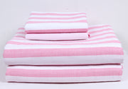 Watermelon Pink and White Striped Double Bedsheet
