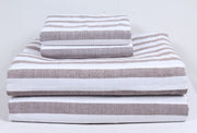Chocolate Brown and White Striped Double Bedsheet