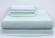 Snow White, Viridian and Mint Green Striped Double Bedsheet