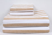 Brown and White Striped Double Bedsheet