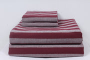 Wine Red and Grey Striped Double Bedsheet