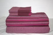 Pecan Brown, Pink and Magenta Striped Double Bedsheet