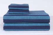 Sky and Navy Blue Striped Double Bedsheet