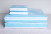 Blue and White Striped Double Bedsheet