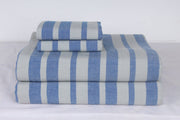 Blue and Grey Striped Double Bedsheet