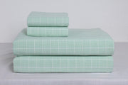Sea Green and White Striped Double Bedsheet
