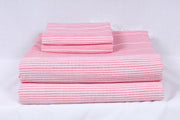 Flamingo Red and White Striped Double Bedsheet