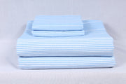 Carolina Blue and White Striped Double Bedsheet