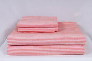 Pastel Red and White Striped Double Bedsheet