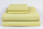 Mustard Green and White Striped Double Bedsheet