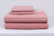 Red and White Striped Double Bedsheet