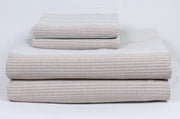 Ice Grey and Almond Brown Striped Double Bedsheet