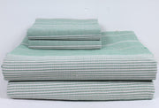 Viridian Green and White Striped Double Bedsheet