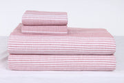 Pink and White Striped Double Bedsheet