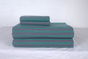 Emerald Green and Mauve Purple Striped Double Bedsheet