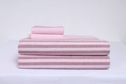 Pink Double Bedsheet with Multiple Stripes Design