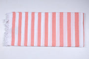 Coral Pink and White Striped Single Bedsheet