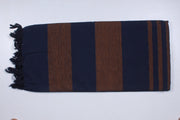 Caramel Brown and Denim Blue Striped Single Bedsheet