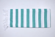 Peacock Green and White Striped Extra Soft Chadar