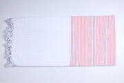 Pastel Red and White Striped Single Bedsheet