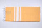 Saffron Yellow Extra Soft Chadar with White Stripes