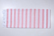 Pastel Red and White Striped Khadi Single Bedsheet