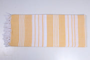 Khadi White and Lemon Yellow Striped Single BedSheet