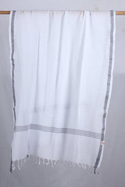 White Dobby Gamchha with Black Border and Stripes