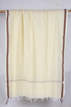 Baby Yellow Dobby Gamchha with Brown Border and Stripes