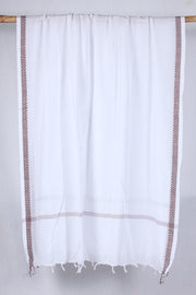 White Dobby Gamchha with Brown Border and Stripes