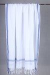 White Plain Gamchha with Blue Bordre