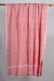 Red and White Space Dyed Gamchha with White Stripes