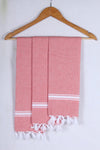 Pastel Red Napkin with White Stripes