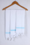 White Napkin with Sky Blue Stripes
