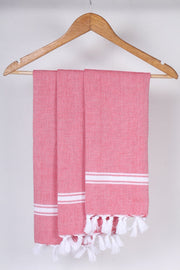 Cerise Red Napkin with White Stripes