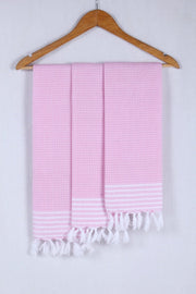 Pearl Pink Napkin with White Stripes