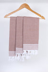 Brown Napkin with White Stripes