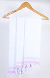 White Napkin with Purple Stripes