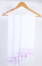 White Khadi Napkin with Lavender Purple Stripes